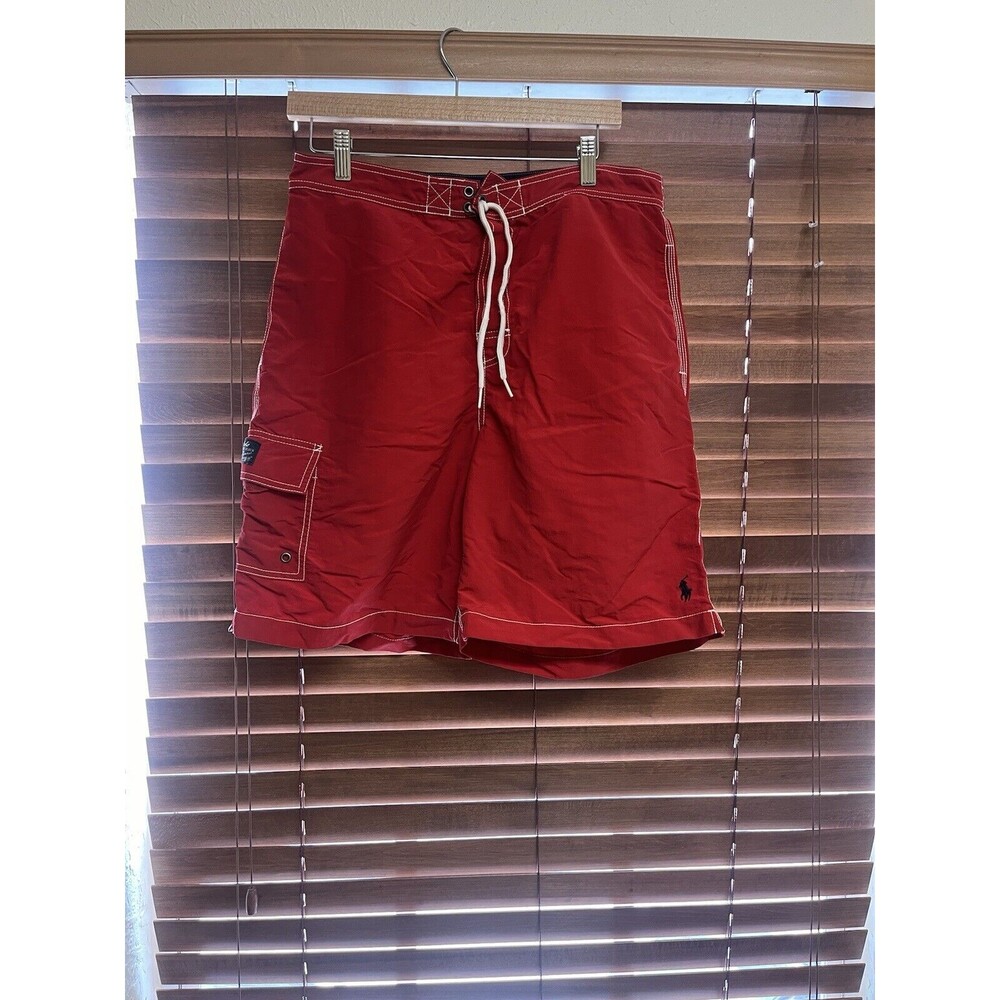 Polo Ralph Lauren Swim Trunks Red Lined Swimwear Board Beach No Mesh Lining